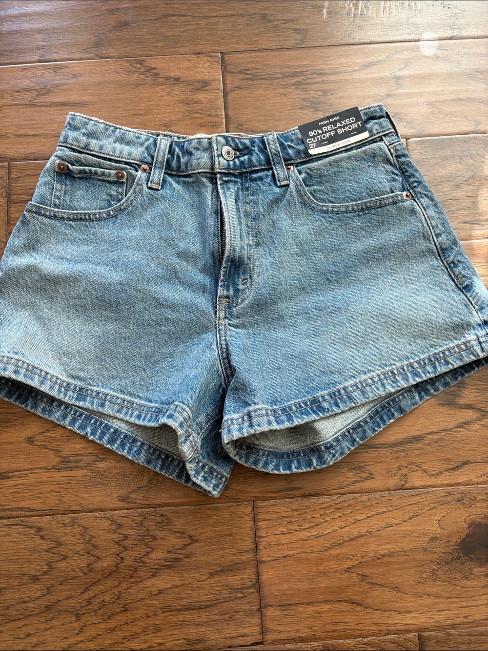 Abercrombie & Fitch Light Blue Relaxed Denim Cutoff Shorts